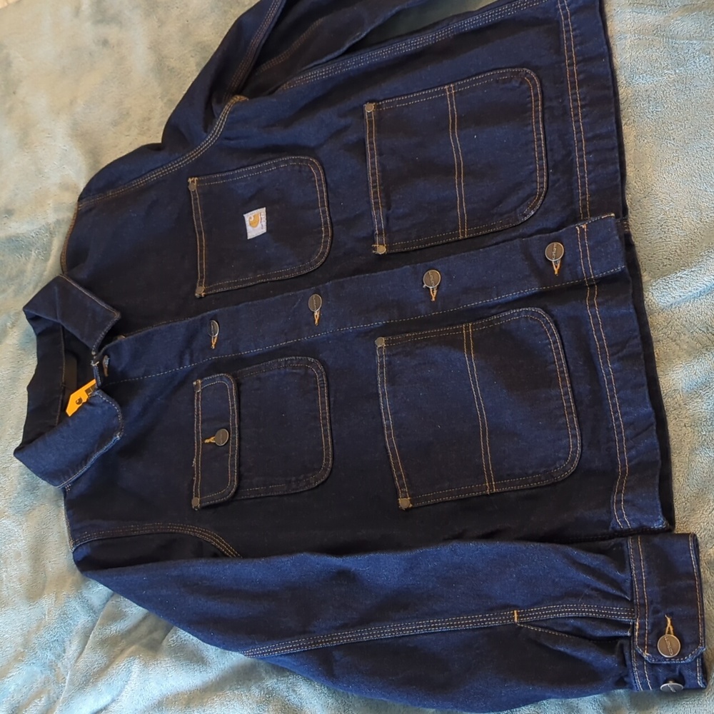 Carhartt Jacket women's Small denim chrome coat. Relaxed fit #1 warm rating NWT